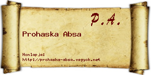 Prohaska Absa névjegykártya